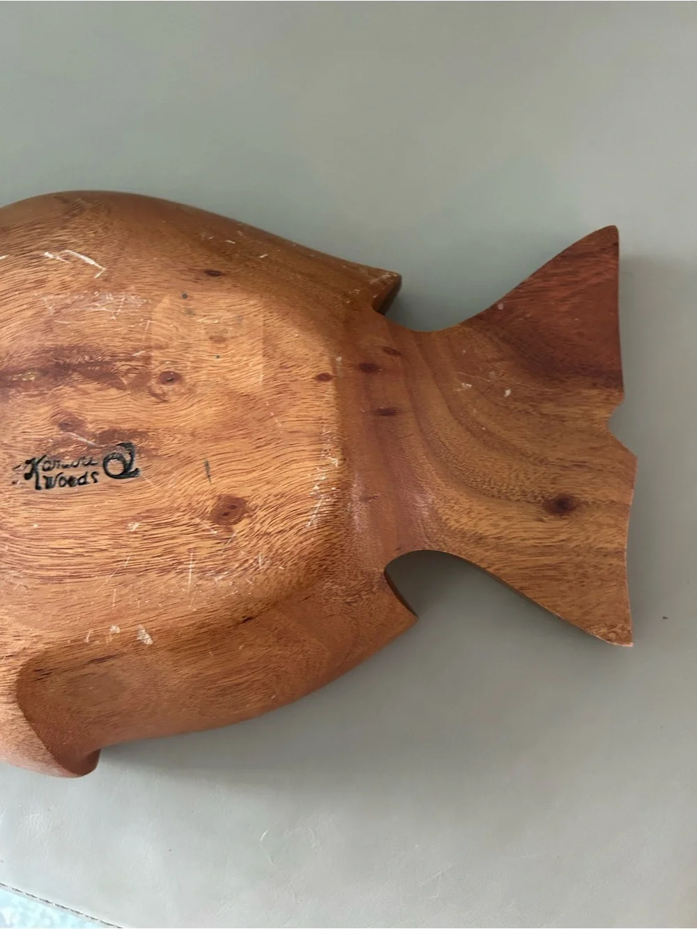 Kamari Woods Hand-Carved Monkey Pod Wood Fish Bowl - Brown